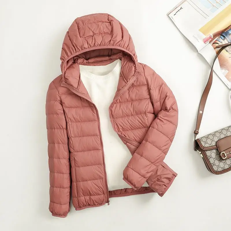 

Пуховик женский с капюшоном, на осень/зиму