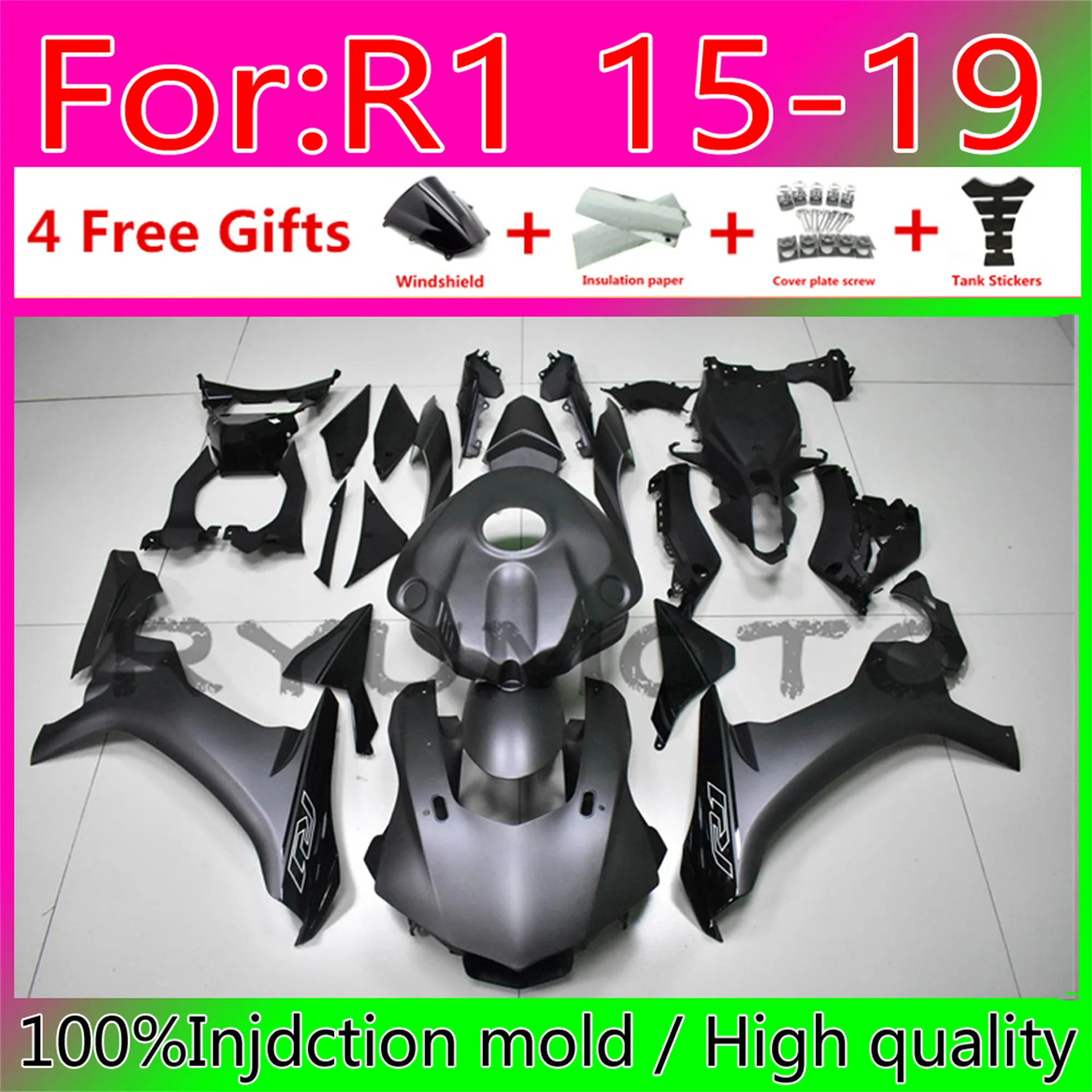 

New ABS whole Fairing kit 100% fitment for YAMAHA YZFR1 2015 2016 2017 2018 2019 YZF R1 15 16 17 18 19 YZF1000 Fairings black