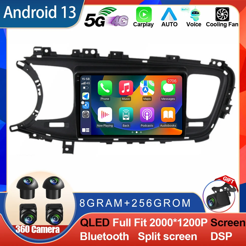 Автомобильный радиоприемник Android 14 для Kia Optima 3 K5 TF T 2010 2011 2012 2013 2014 2015 Навигация GPS