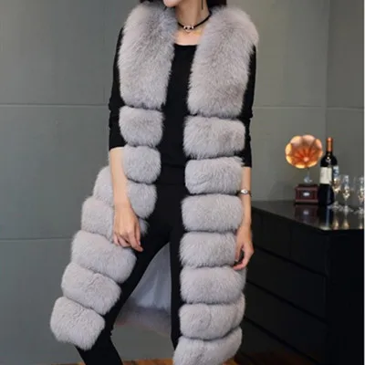 

Extended Sleeveless Vest Imitation Fox Coat Autumn and Winter Women's Clothing