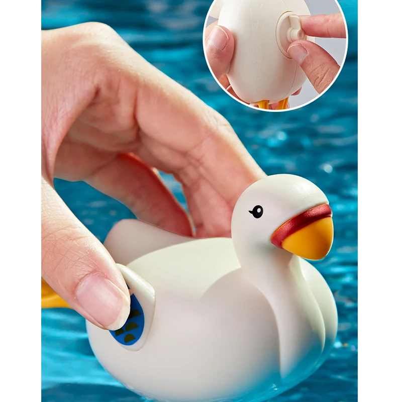 Water Toys Baby Bath Toys On The Chain Wind Up Swimming Little White Goose Bathroom