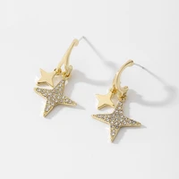 drop dangle earrings star pendant metal ear studs cute romantic style fashion jewelry for women 925 silver needle wholesaler