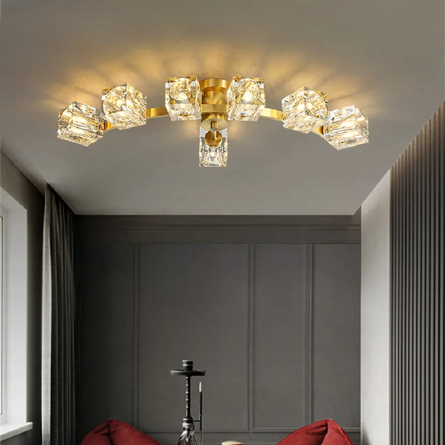 

Modern Golden Copper Pendant Lamp Indoor Decorative Luxury Chandelier Kitchen Island Lamp Living Room Dining Hall Hanging Light