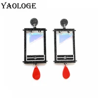 yaologe new exaggerated creative acrylic water drop blood drop earrings for women gothic guillotine girls party jewelry gifts