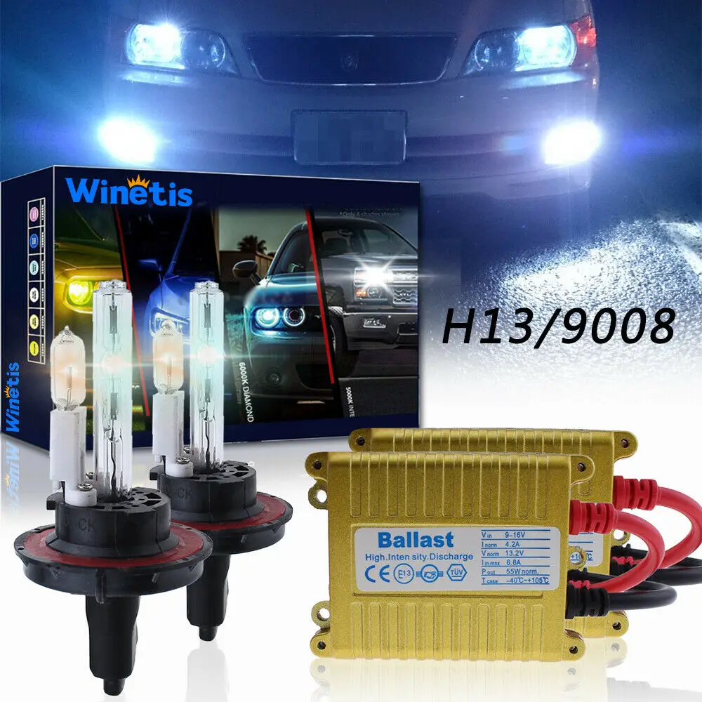 

55 Вт H13 галогенная лампа ближнего и дальнего света 9008 Hid комплект для преобразования фар лампа 8000K светло-голубой