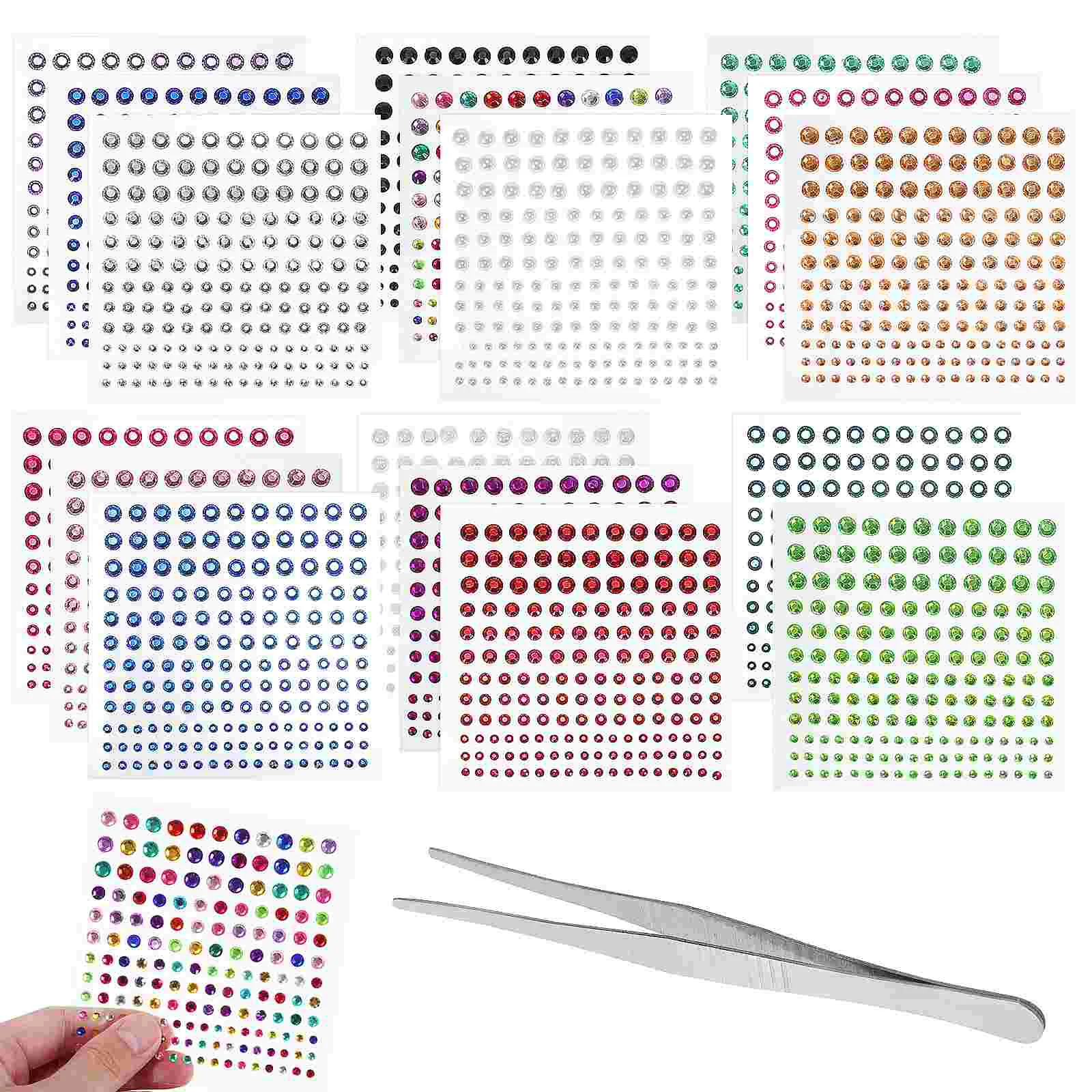 

17 Sheets Decor Bling Gems Stickers Multipurpose For Crafts Jewel Acrylic Child