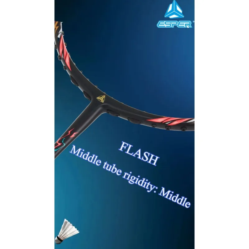 Фото Ракетка для бадминтона Speed Explorer ESPER 'FLASH' 5U 78g, сверхлегкая, быстрая, обнаправленная и оборощенная, 24T, струна из углеродного волокна G6 №5