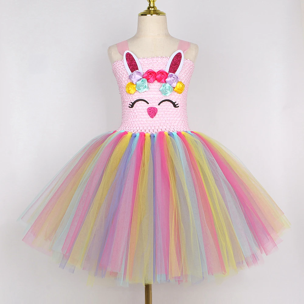 Детские радужные костюмы кролика для девочек на Хэллоуин пасхальные праздничные