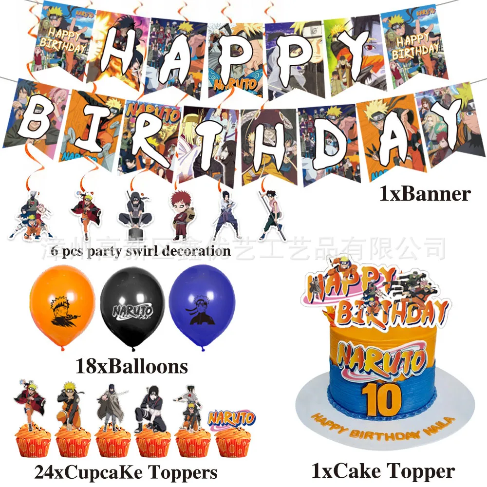 Наруто мультфильм аниме тема одноразовые товары для вечеринок детские баннеры