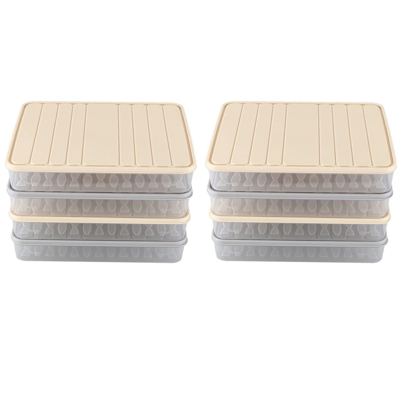 

8 Pcs Set Refrigerator Food Preservation Storage Box Plastic Freezer Space Saver Food Container Organization Rack