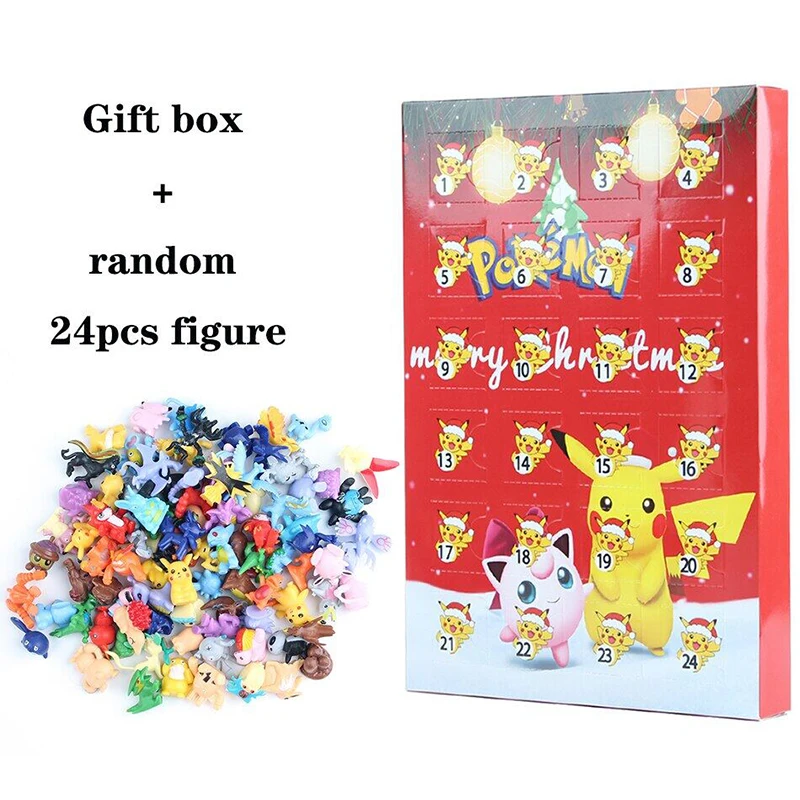 

24pcs Pokemon Figures Christmas Advent Calendar Blind Box Action Figure Doll Kawaii Package Anime Pikachu Toy Kids Birthday Gift