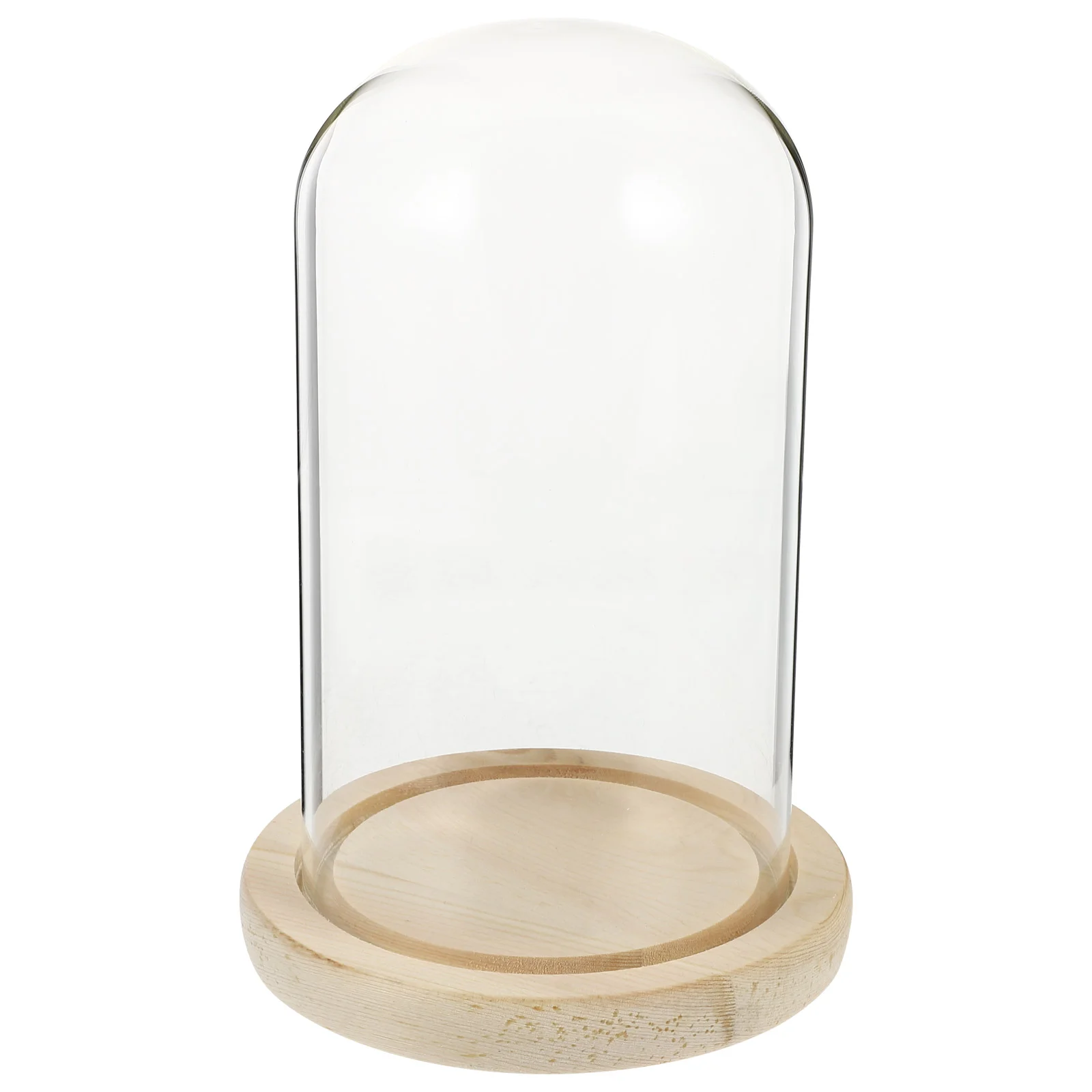 

Glass Dust Cover Clear Glass Dessert Display Cover Showcase Cupcake Display Dome Wood Glass Cloche Base Preserved Flower Cover