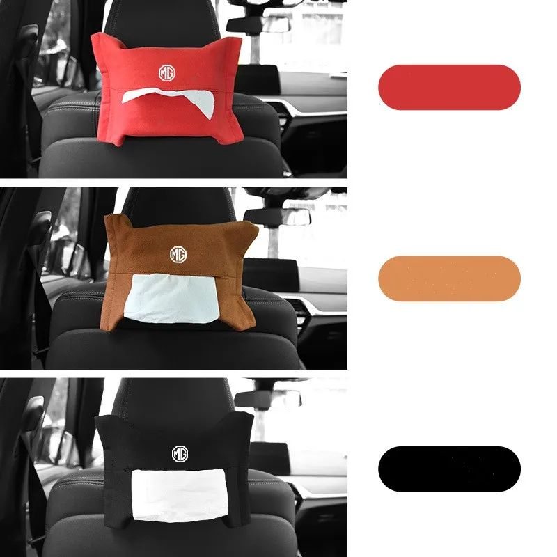 

Кожаная автомобильная коробка для бумажных салфеток MG, подвесной бумажный мешок для спинки сиденья, поворотная меховая сумка для салфеток, ...