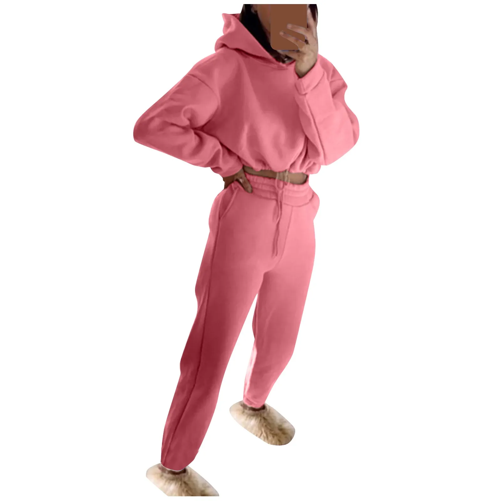 Лидер продаж 2023 однотонный спортивный костюм для женщин флисовые толстовки