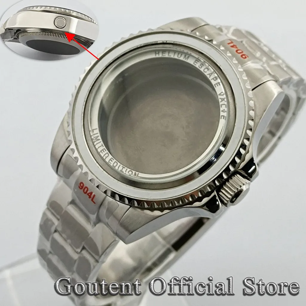 Goutent 43mm Silver Watch Case Sapphire Strap 10ATM Fit Miyota 8215/8205/821A Mingzhu DG2813/3804 ETA 2836 2824 PT5000 Movement