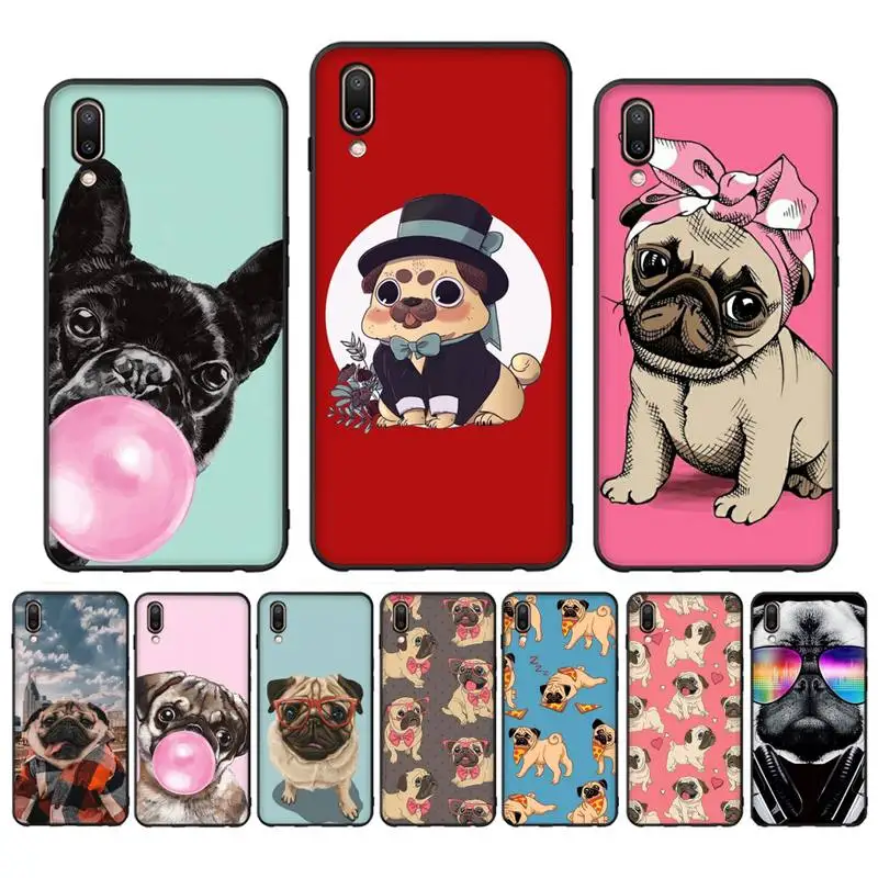 

Cute Pug Dog Phone Case for Vivo Y91C Y11 17 19 17 67 81 Oppo A9 2020 Realme c3