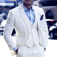 white slim fit groom wedding suits for mens 3 piece jacket vest pants set formal prom tuxedo business office wear costume homme