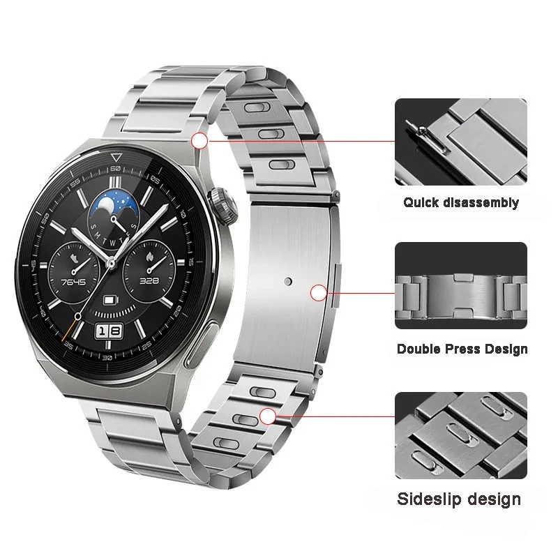 22mm titanyum Grey/gümüş/siyah kayış için Huawei GT3 46mm paslanmaz çelik Watchband için Huawei GT2 pro izle 3 /3Pro