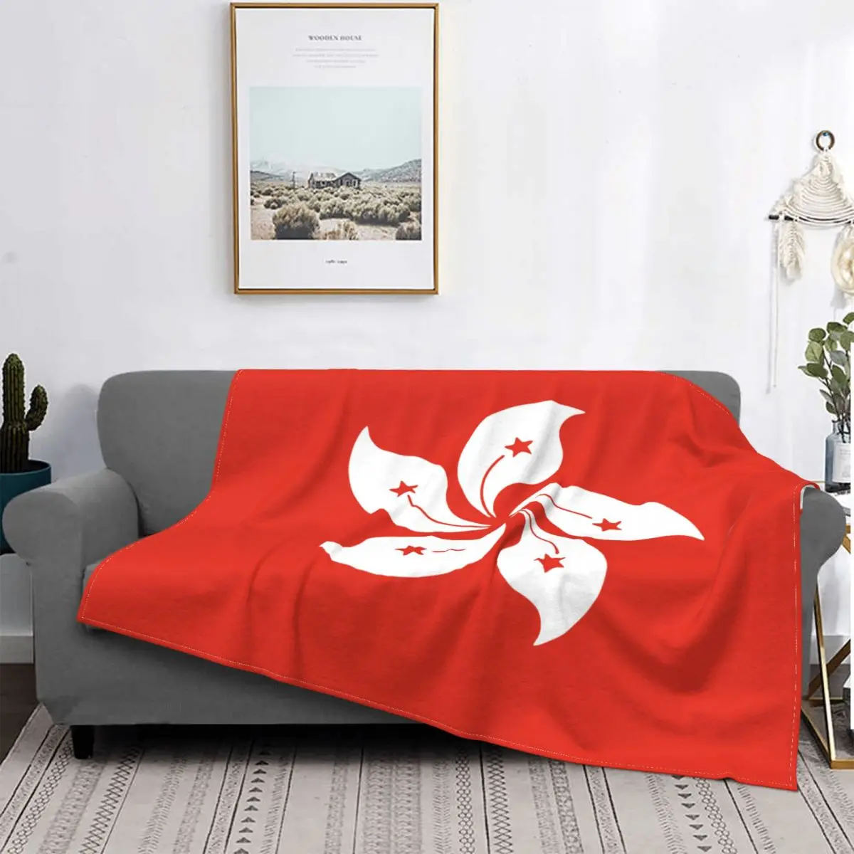 

Hong Kong Flag Blanket National Country Nation Bedspread Super Soft Warm Quilt Sofa Bed Plush Bedroom Picnic Velvet