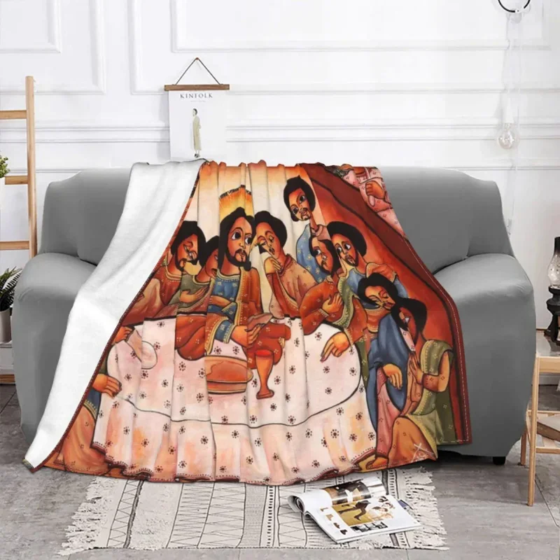 

Ethiopian Painting Art Blankets Fleece Spring Autumn Multi-Function Soft Throw Blanket For Sofa Outdoor Rug Piece
