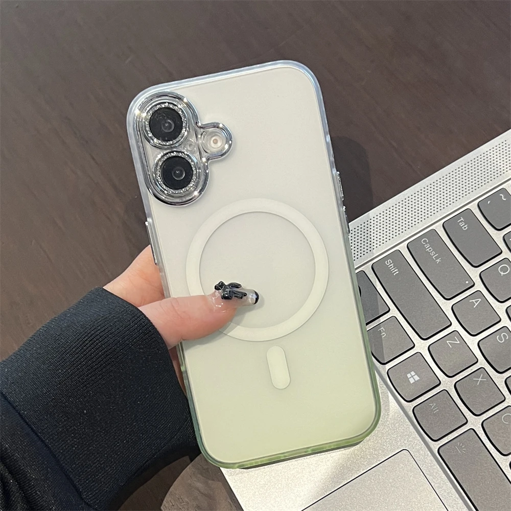 INS Красочный матовый чехол для телефона с градиентом и тонкими отверстиями iPhone 16