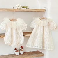 toddler baby girl dress summer fashion solid puff sleeve lace princess romper for infants cotton thin kids clothes girls outfits