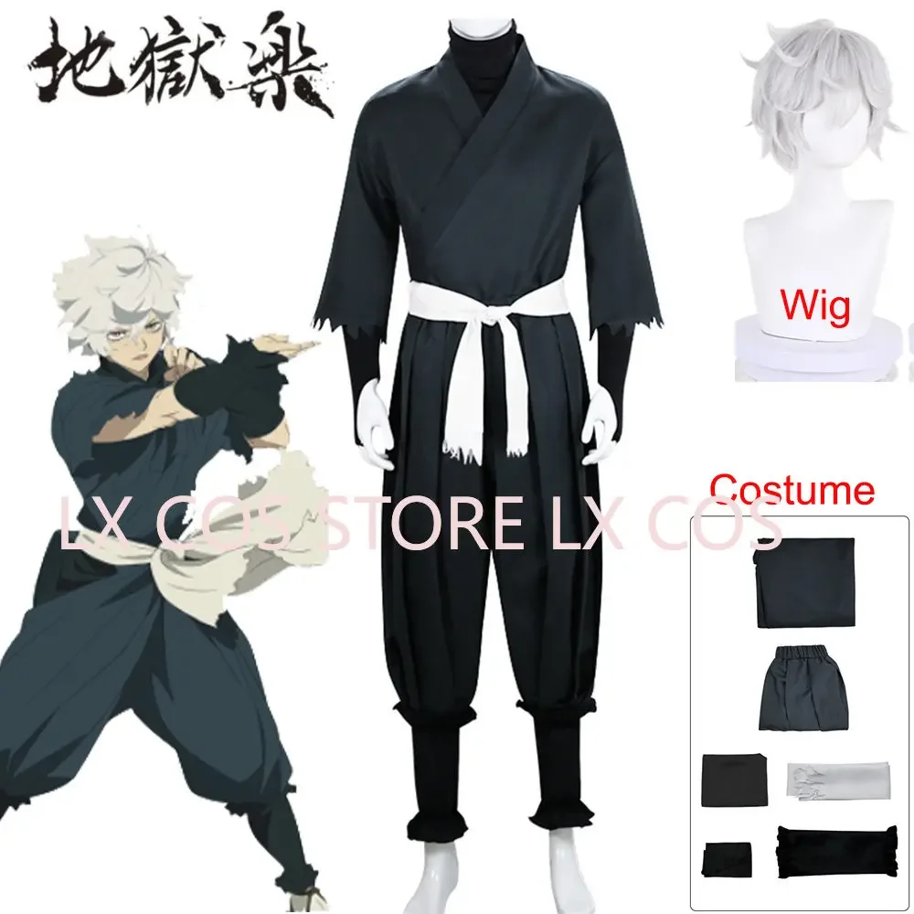 Аниме Jigoku Raku Косплей Габимару Костюм Униформа Парик Полный для Взрослых Хэллоуин