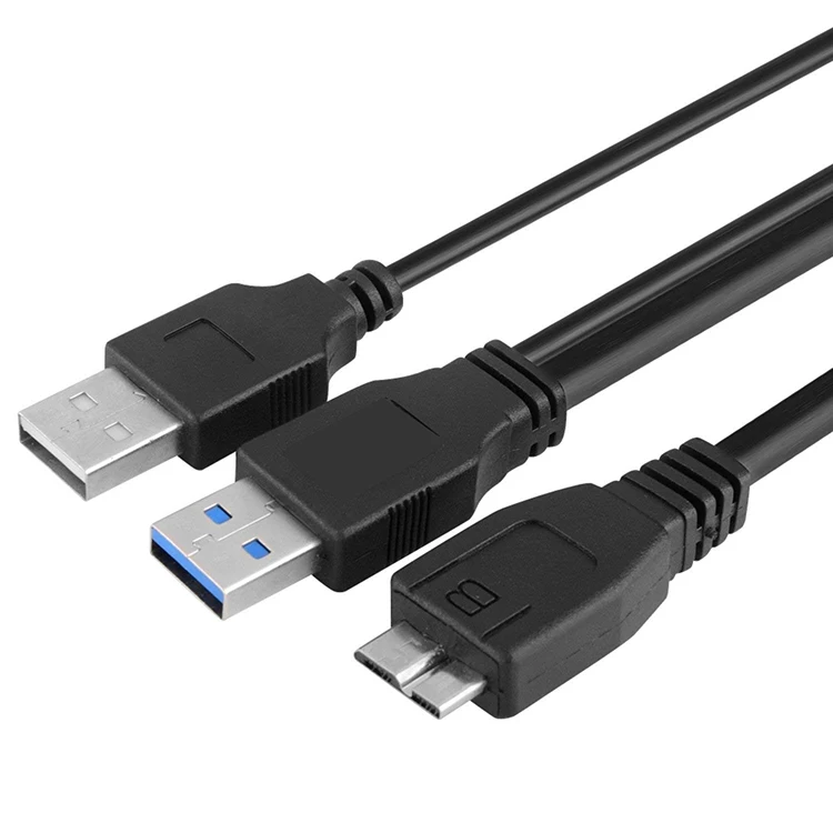 USB 3.0 Dual Power Y Shape 2 X Type a to Micro B high speed upto 5 Gbps data transfer cable for External Hard Drives 0.5m