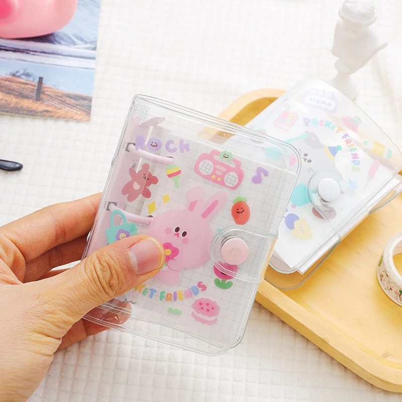 

Kawaii Transparent Mini Binder Notebook Cover Cute Girl-heart DIY Diary Notepad Kpop Photocard Collect Book Album Stationary