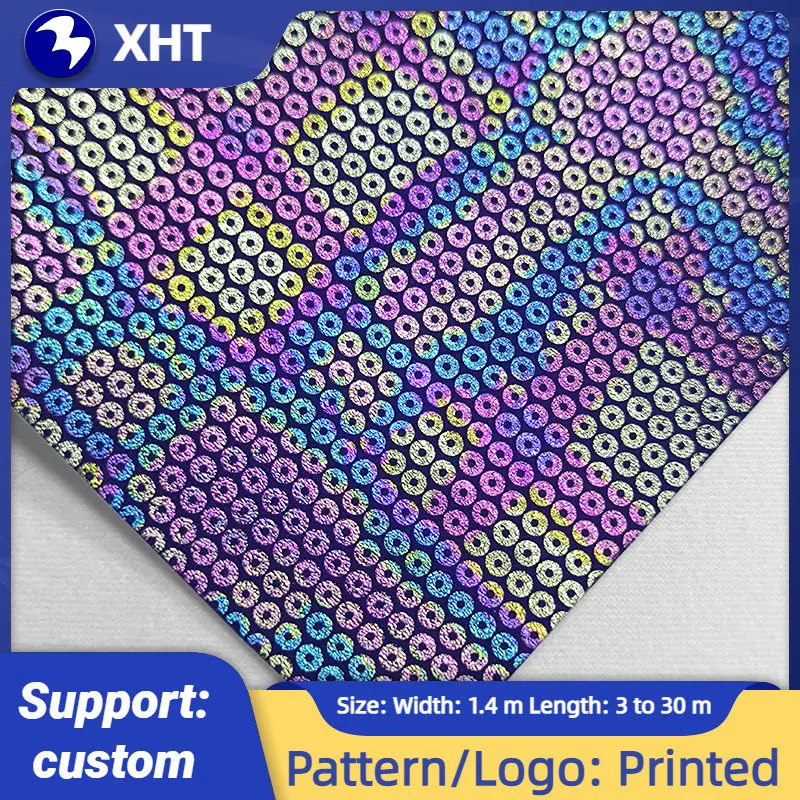 

1.37x3m Rainbow Metallic Dots Pattern Faux Leather PU Synthetic Leather Fabric for Home Textile DIY Sewing Craft Material