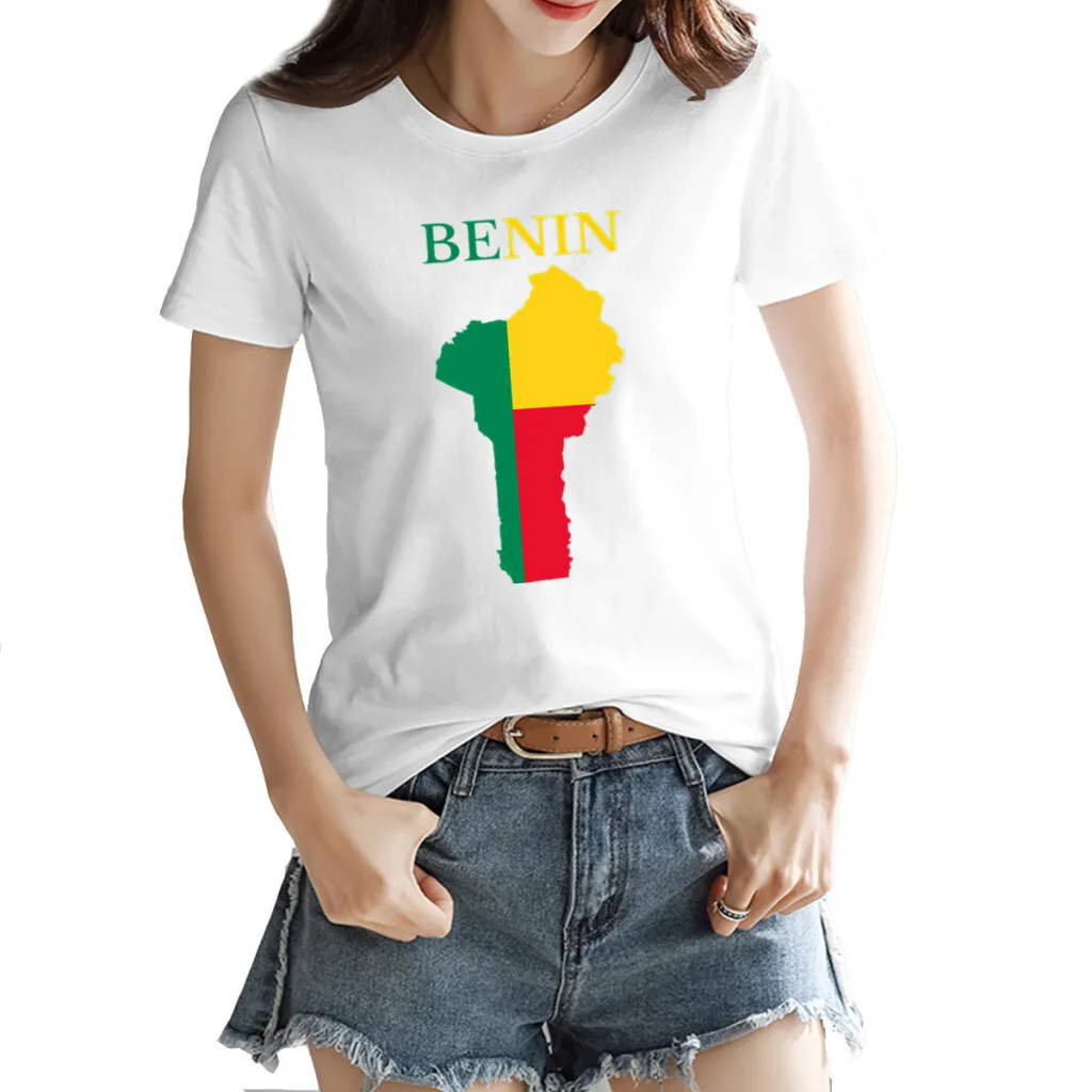 

Benin Map Flag Women's T-shirt Cute White Nerd Tees Tops European Size