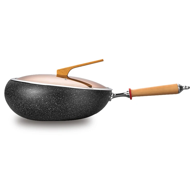 

New 30cm Non-stick Aluminum Induction Boomerang Wok Pan