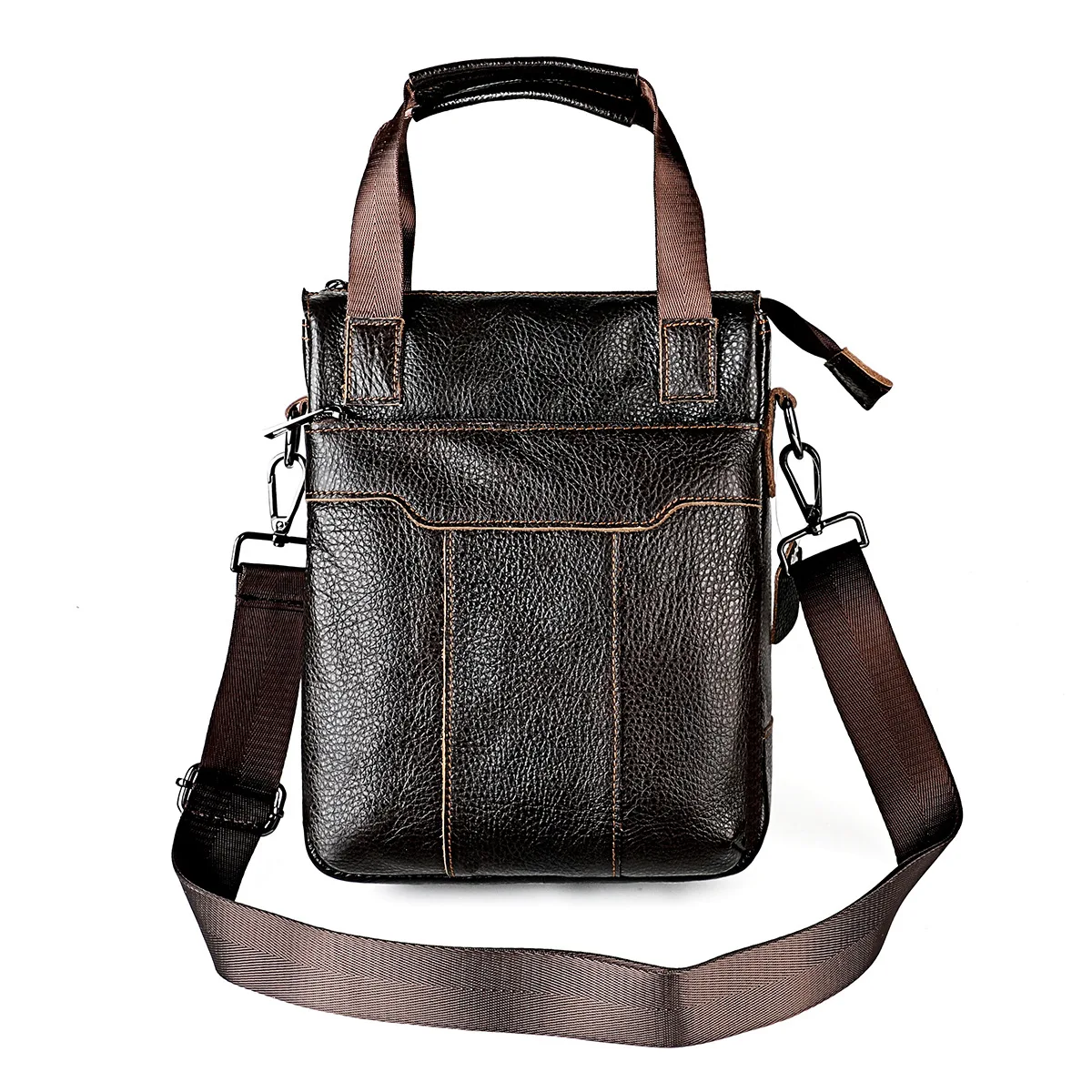 6087 Portable Men's Buisness shoulder bag  Genuine Leather Large capacity  Zipper  backpack for ipad
