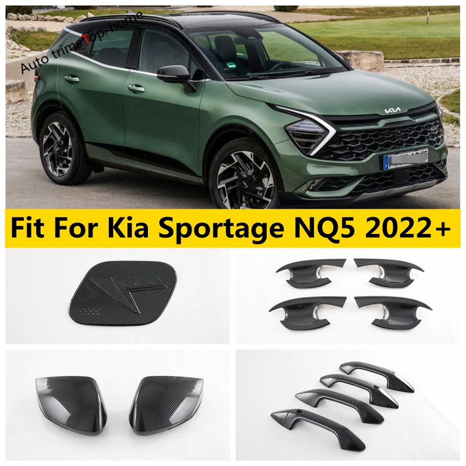 

Насадка на дверную ручку для зеркала заднего вида, крышка для топливного бака с маслом, отделка для Kia Sportage NQ5 2022 2023, внешние аксессуары из углеродного волокна