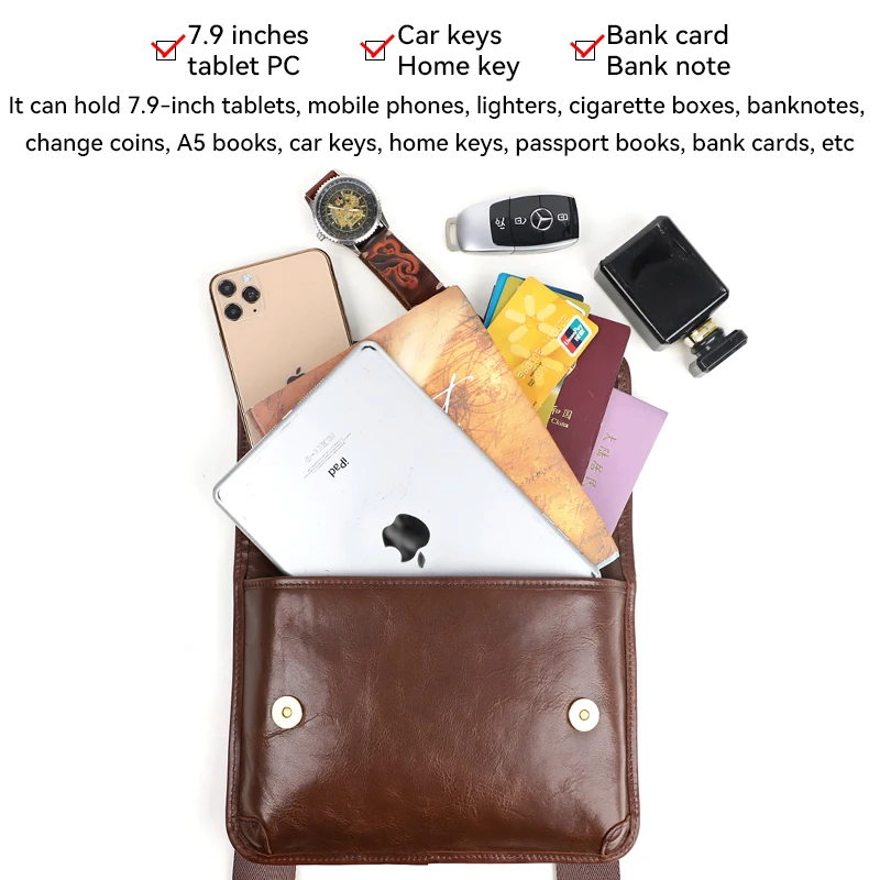 Повседневная мужская нагрудная сумка через плечо из натуральной кожи