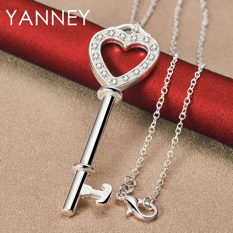 Ожерелье из серебра 925 пробы с фианитами 16-30 дюймов