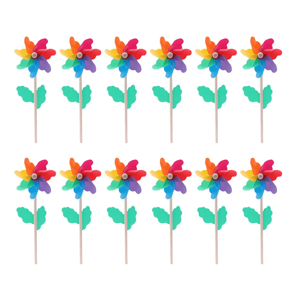 

12 Pcs Garden Windmill Toy Windmills Outdoor Whirligigs Toys Flower Kids Pinwheel Sunflower Lawn Pinwheels Spinners