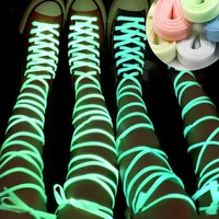 luminous shoelaces flat sneakers canvas shoe laces glow in the dark night color white green powder fluorescent shoelace