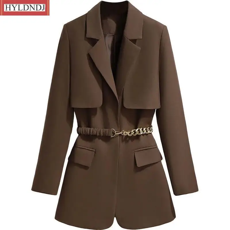 2023 New Design Sense Niche Loose Belt Suit Jacket Waist Windbreaker Female Blazer with Lining Trend Street Women Fashion Blazer