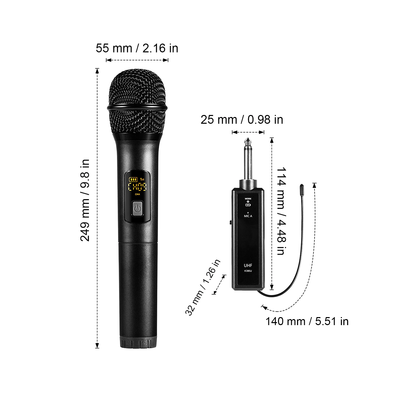 Wireless Microphone Metal Cordless Wireless Microphone Dynamic System MIC With LED Screen Superior Sound For Karaoke Singing images - 6