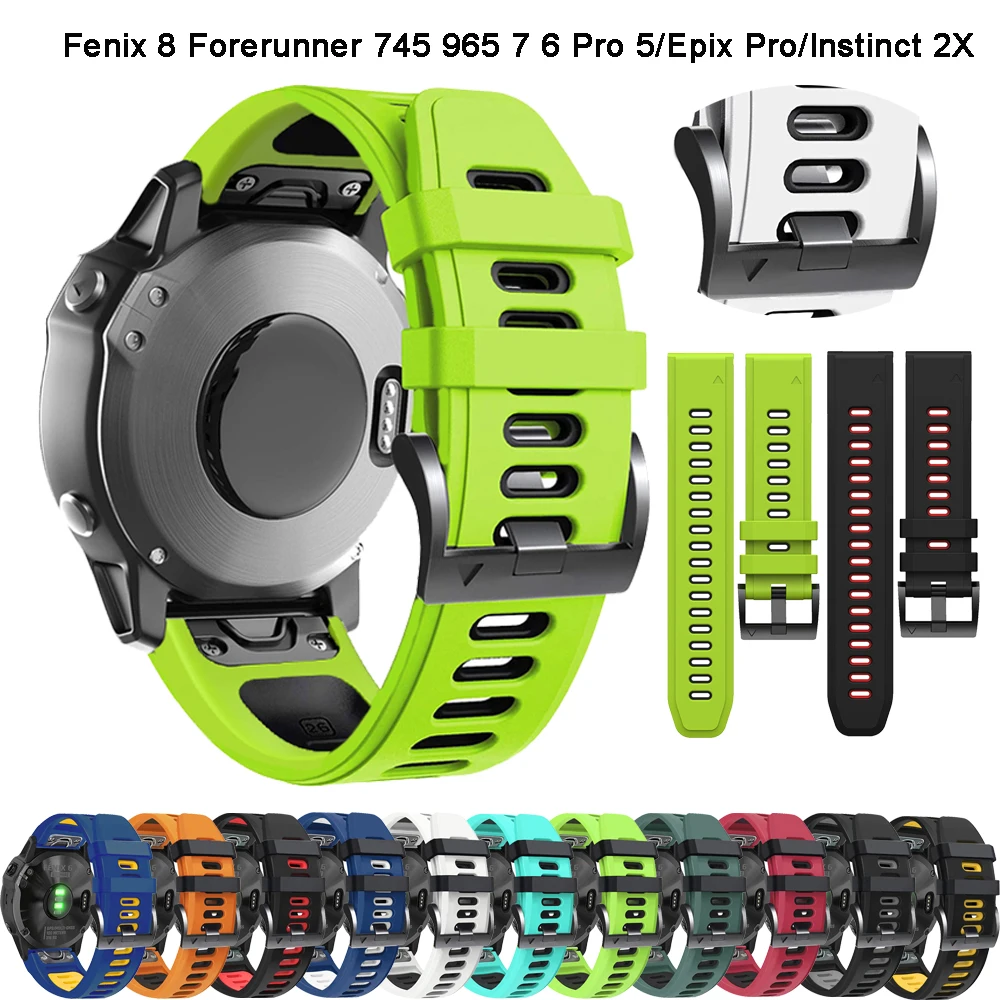 Спортивный силиконовый ремешок QuickFit 26 мм 22 для Garmin Fenix 8 E 7 7X 6 6X 5X Plus/Epix Pro Gen 2 47 51
