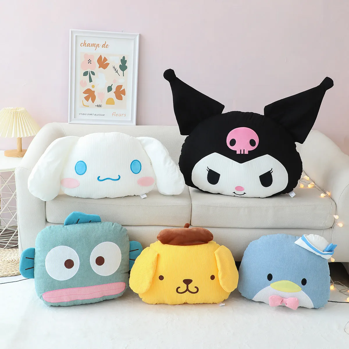 Sanrio утолщенная вельветовая подушка для спины Kuromi Cinnamoroll смокинг Сэм декоративная