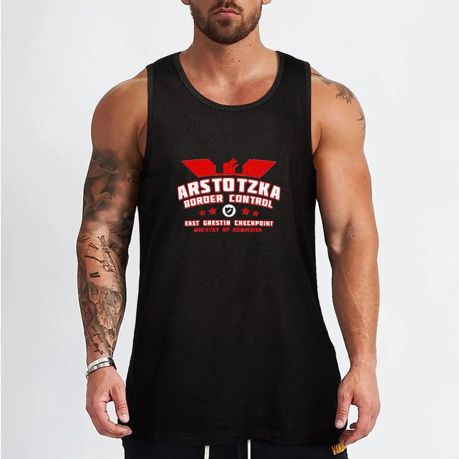 Papers Please Arstotzka Border Control Tank Top аниме Спортивная одежда Топы Мужская футболка без