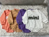 newborn rompers infant cute baby clothes mini letter khaki long sleeve round neck long sleeve jumpsuit baby romper