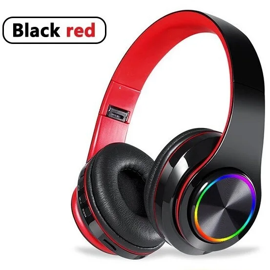 FOR Wireless Headset Bluetooth 5.0 Colorful LED Bass Stereo Wireless Headphones Ove-Ear Headphones