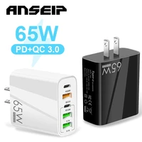 anseip 65w usb type c charger quick charge 3 0 mobile phone 5 port pd charger adapter for iphone 13 12 11 pro max samsung xiaomi
