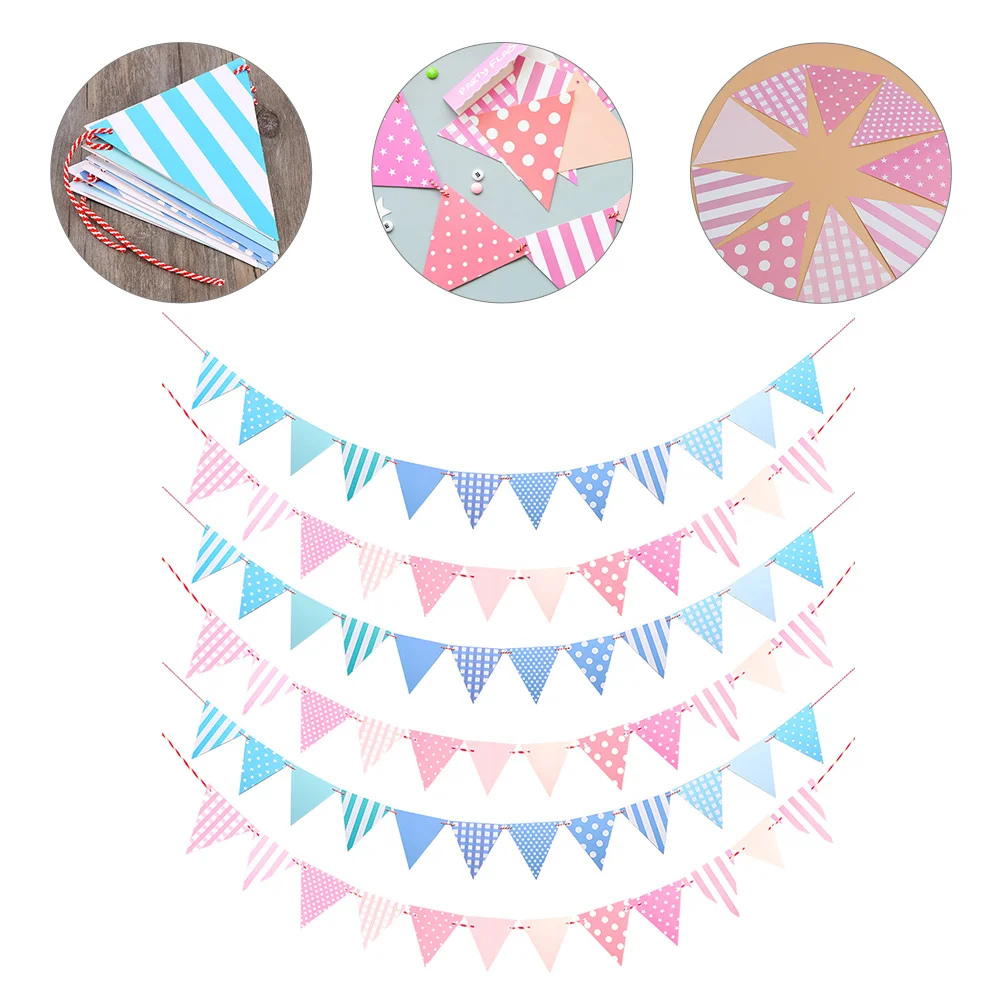 

6pcs Wedding Decoration Pennant Bunting Triangle Flag Banner Decoration Party Hanging Banner Party Hanging Decor