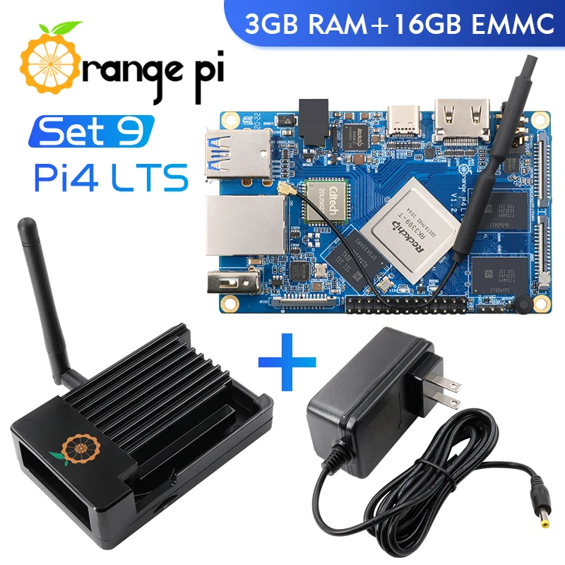 

Orange Pi 4 LTS 3G16G+Metal Shell (Antenna)+DC 5V4A Power Supply, RK3399-T Mini PC Tablet Computer, Run Android,Ubuntu,Debian OS