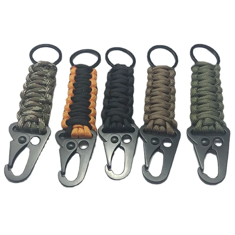 Outdoor Paracord Rope Keychain EDC Survival Kit Cord Lanyard Military Emergency Key Chain  For Hiking Camping 5 Colors Wholesale