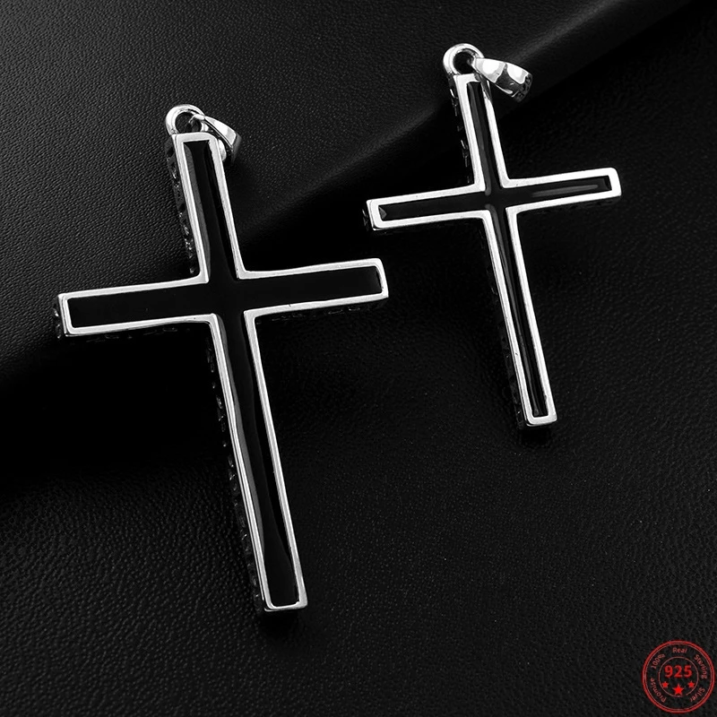 

Кулон из серебра 925 пробы для мужчин и женщин, простой крест с молитвенным Иисусом Христа в стиле панк, ювелирное изделие